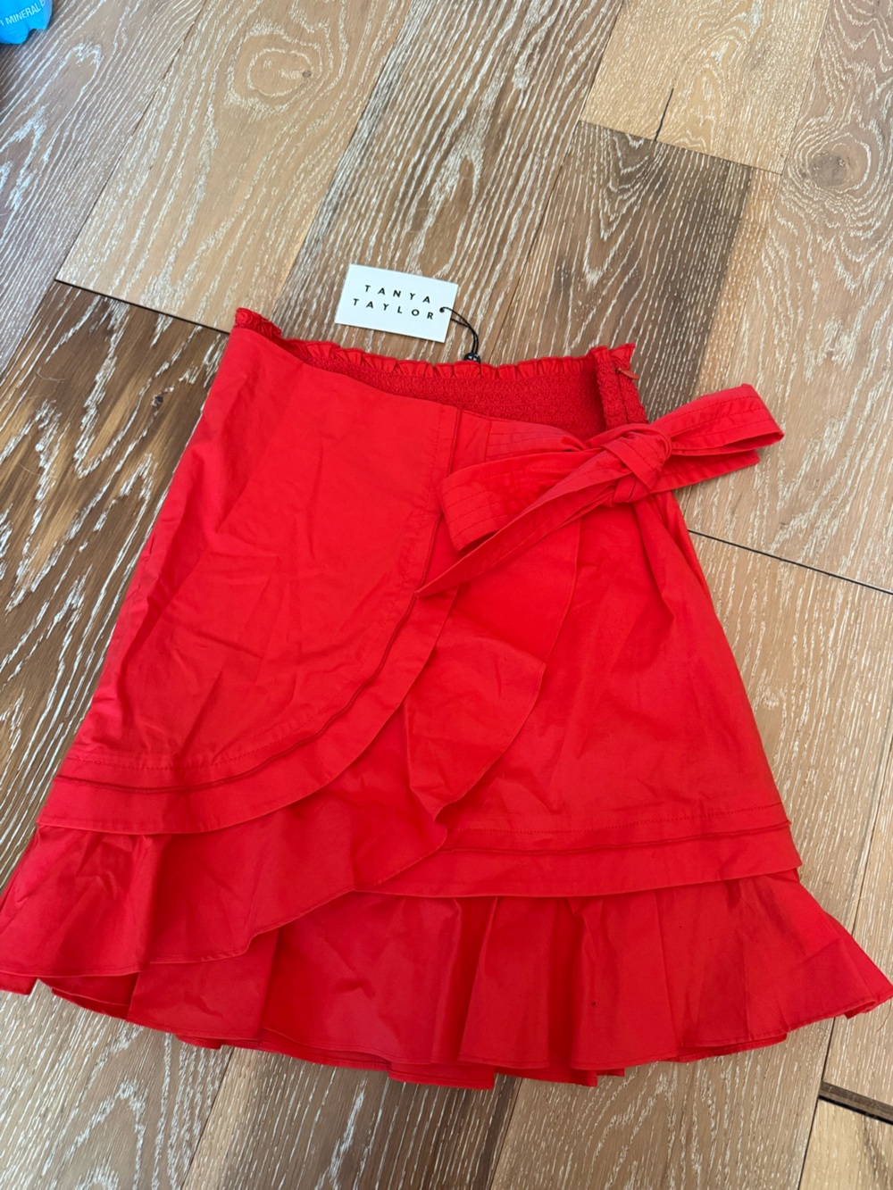 Tanya Taylor designs poplin Dawson mini wrap skirt bright red size 0 NEW - Picture 2 of 7